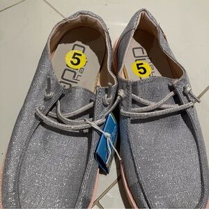 Hey Dude Wendy  Silver / pink sneakers / Loafers. New!